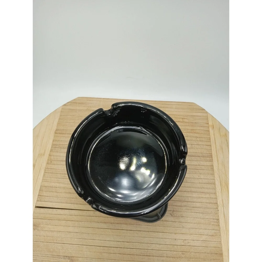 Vintage GOLDEN‎ NUGGET Hotel & Casino BLACK Glass Ashtray Las Vegas 80's